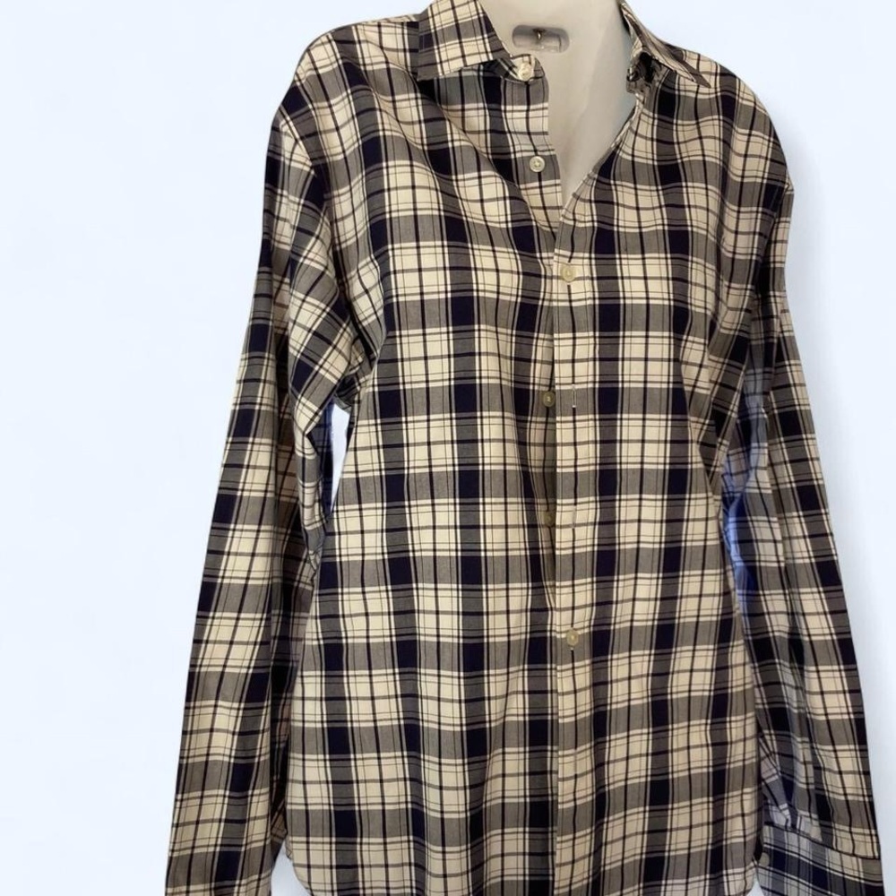 Michael Kors Blue and white plaid men’s S button up